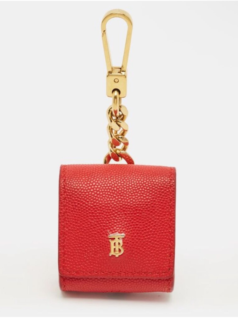 NEW Burberry Authentic Red Leather Tb Logo Airpod Earphone Case